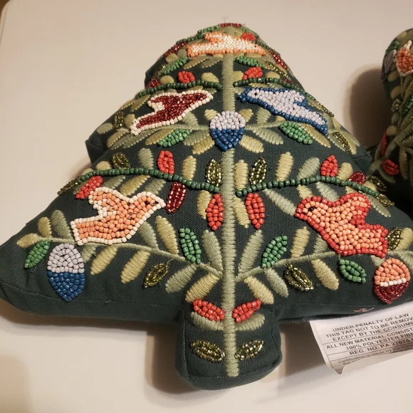 Opalhouse Festive Tree Pillows with Red and Green Embroidery - Picture 3 of 5